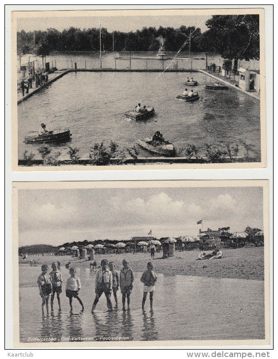 2 Ansichten: Oud-Valkeveen : 'Motorscooters' & 'Zuiderzeebad Pootjesbaden'  - Holland/Nederland  (2 Scans) - Naarden