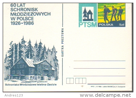 P037 Poland Postal Card 1986 Forest - Ganzsachen