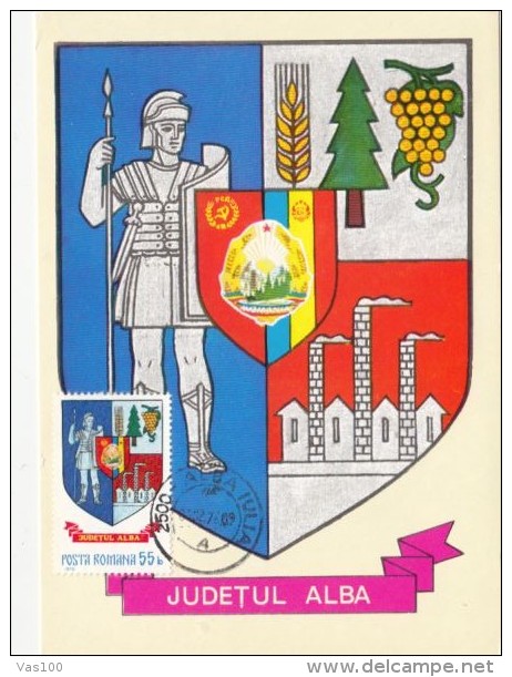 ALBA COUNTY COAT OF ARMS, CM, MAXICARD, CARTES MAXIMUM, 1978, ROMANIA - Other & Unclassified