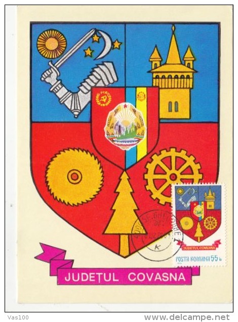 COVASNA COUNTY COAT OF ARMS, CM, MAXICARD, CARTES MAXIMUM, 1978, ROMANIA - Other & Unclassified