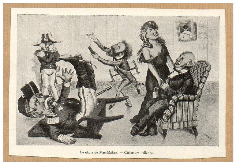 1933 Illustration  : LA CHUTE DE MAC-MAHON - CARICATURE ITALIENNE - Non Classés