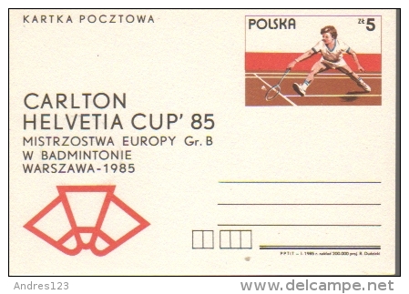 P059 Poland Postal Card 1985 - Helvetia-cup, Tennis - Ganzsachen