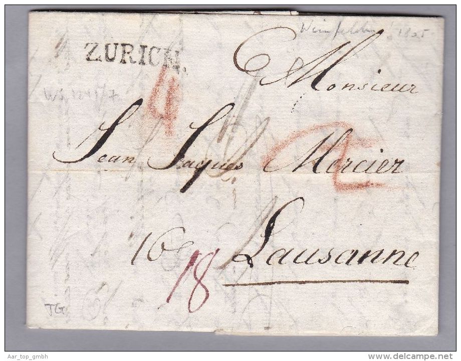 Heimat TG Weinfelden 1805-12-16 (Forward) Brief über Zürich Nach Lausanne - ...-1845 Prephilately