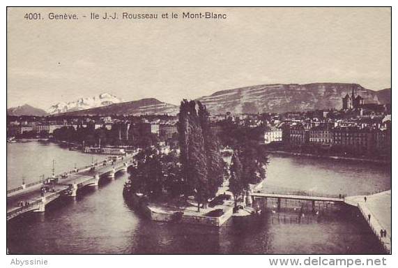 SUISSE - GENEVE - Ile JJ Rousseau Et Le Mont Blanc - Nr 4001 Jaeger à Genève - D9 488 - Genève