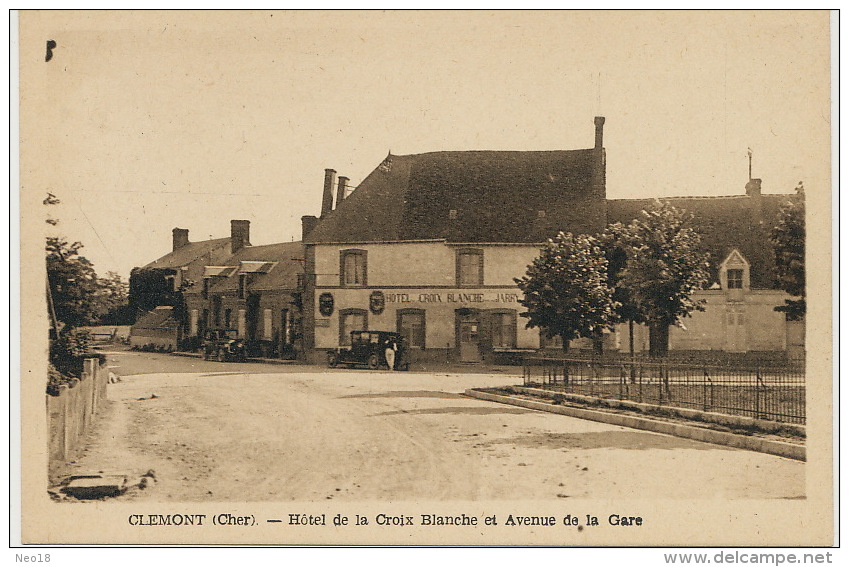 Clemont Sur Sauldre Hotel De La Croix Blanche Et Avenue De La Gare Edit Lenormand - Clémont