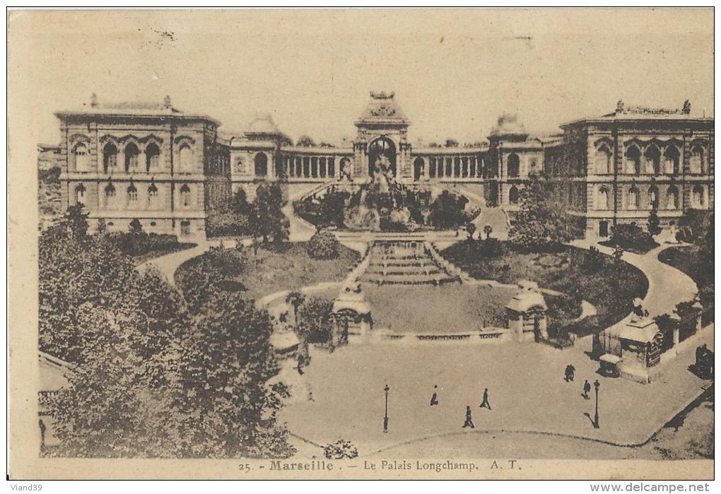 Marseille  -  Le Palais Longchamp  - Cachet Poste Juillet 1933 - Musea