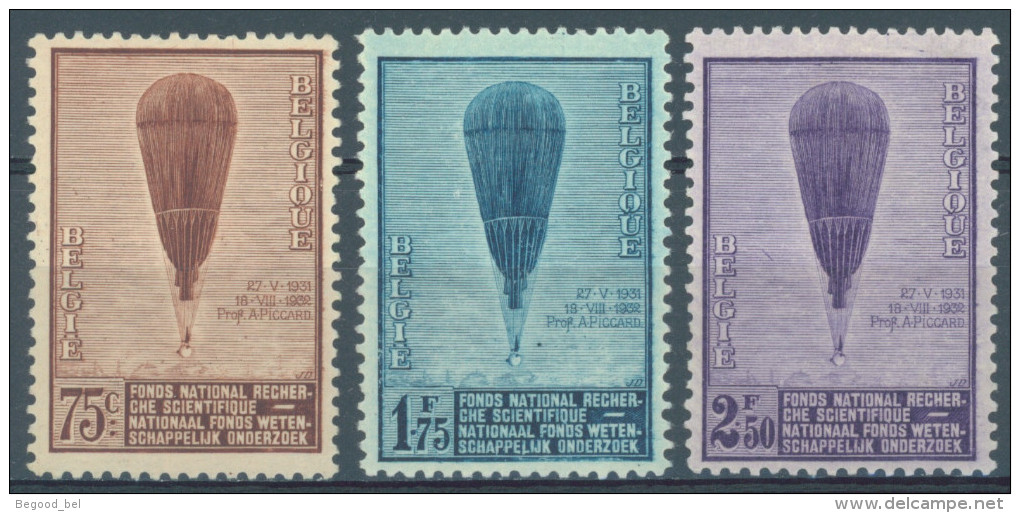 BELGIQUE - 1932 - MH/* - BALLON PICCARD  - COB 353-355 - Lot 9588 - 354 MNH/** SEE SCAN - Unused Stamps