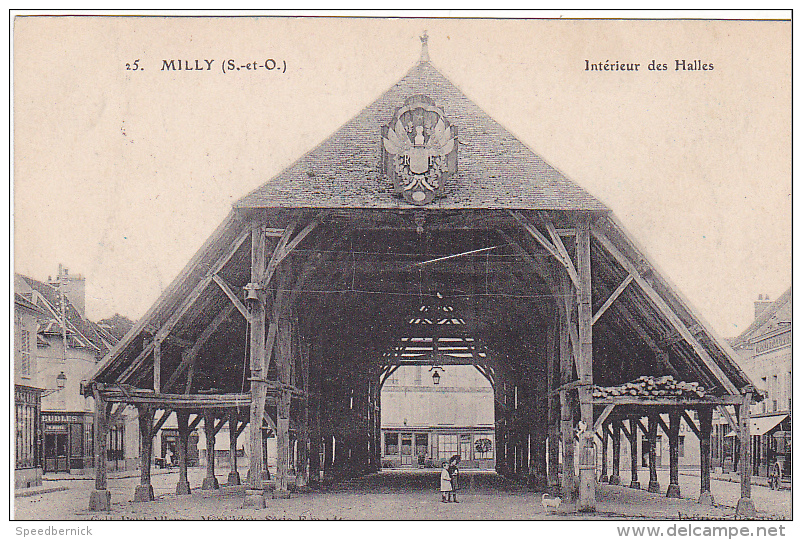 23204 -2cpa- MILLY Interieur Halles Coll Allorge Serie Em111Porquet  /// La Halle Mme Hamelin - Tampon Regiment Zouave - Milly La Foret