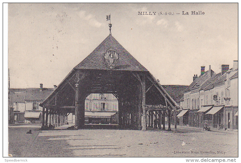 23204 -2cpa- MILLY Interieur Halles Coll Allorge Serie Em111Porquet  /// La Halle Mme Hamelin - Tampon Regiment Zouave - Milly La Foret