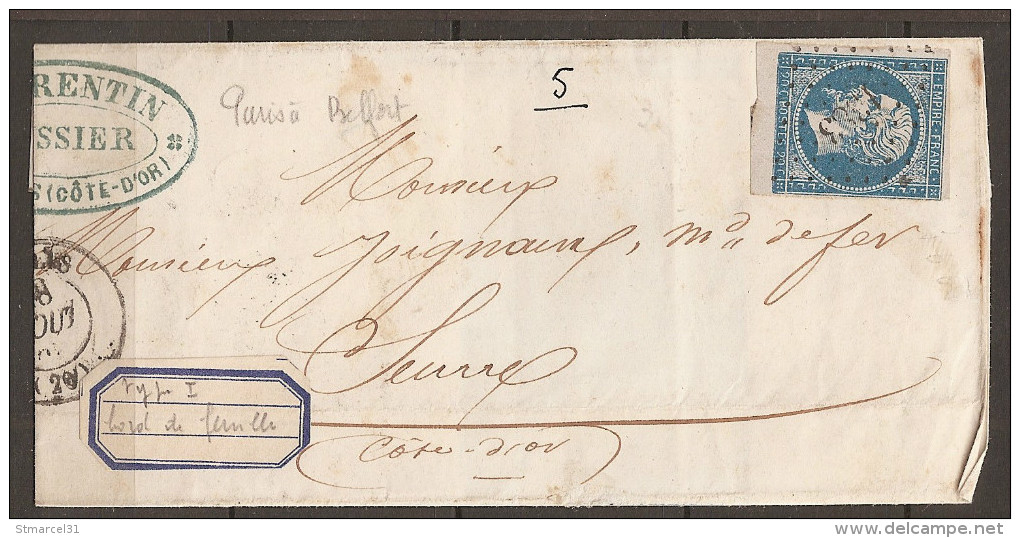 LA RARE NUANCE Bleu Vert Du N°14A En BdF Et Imp Très Usée+ LPC 1383 Genlis (15€) - 1853-1860 Napoléon III