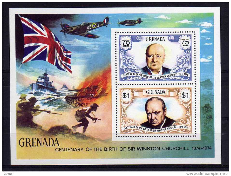 Grenada - 1974 - Winston Churchill Birth Centenary Miniature Sheet - MNH - Grenada (...-1974)
