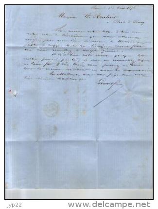 France TP Cérès 60 ? Piquage à Cheval - CAD Paris 1-08-1876 Pour Rouhier Pont De Pany - Lettre LAC Cachet Girard Laines - 1849-1876: Classic Period