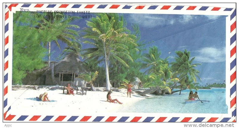 Lettre De Faʻaʻā, île De Tahiti, Au Verso Plage Sable Blanc De Punaauia, Adressée En Australie,  Photos Recto-verso - Covers & Documents