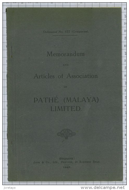 Pathé Malaya Limited + Memorandum And Articles Of Association - Tourisme