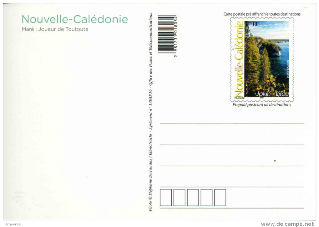 Entier Postal De 2013 Sur CP "Maré : Joueur De Toutoute" - Postal Stationery