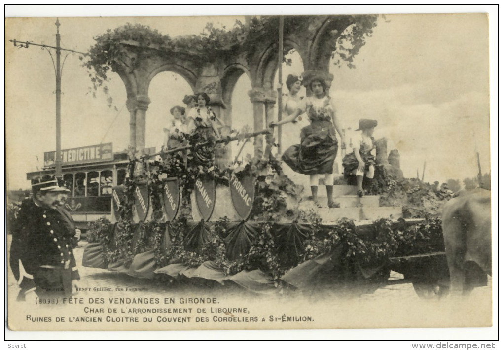 FÊTE DES VENDANGES EN GIRONDE. - Char De L'Arrondissement De Libourne. Superbe Cliché - Libourne