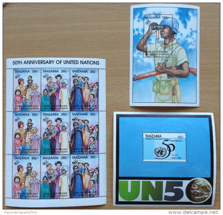 Tanzania 1995 FAO UNO ONU Vereinte Nationen United Nations 50th Anniversary 1 Sheet + 2 Souvenir Sheets MNH** - Tanzania (1964-...)