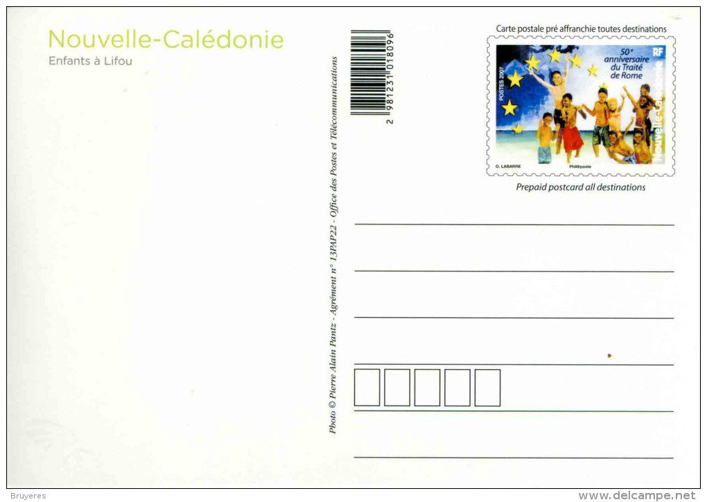 Entier Postal De 2013 Sur CP Avec Timbre Et Illust.  "Enfants à Lifou" - Postal Stationery