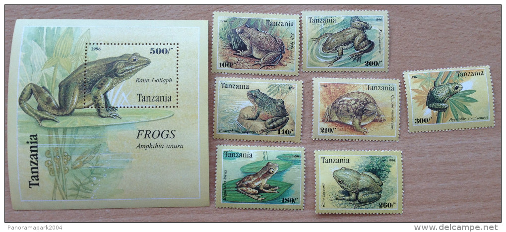 Tanzania 1996 Frogs Frösche Reptiles Reptilien Grenouilles 7 Stamps + 1 Souvenir Sheet MNH** - Tanzania (1964-...)
