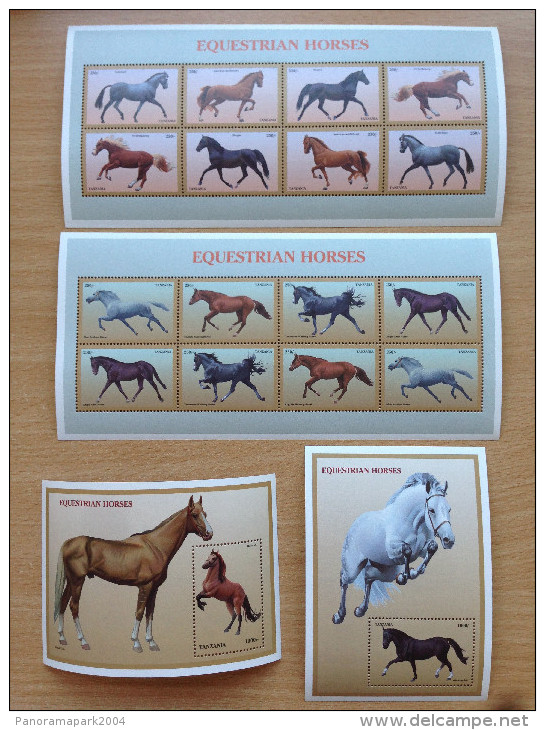 Tanzania 1997 Equestrian Horses Chevaux Pferde 2 Sheets + 2 Souvenir Sheets MNH** - Tanzania (1964-...)