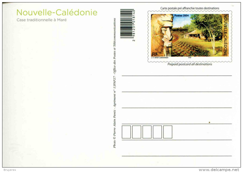 Entier Postal De 2013 Sur CP Avec Timbre Et Illust.  "Case Traditionnelle à Maré" - Postal Stationery