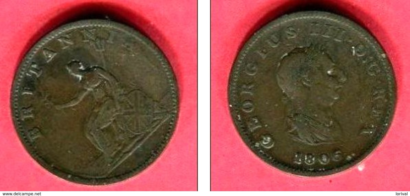 GEORGE III 1/2 PENNY 1806 TB  6 - Autres & Non Classés