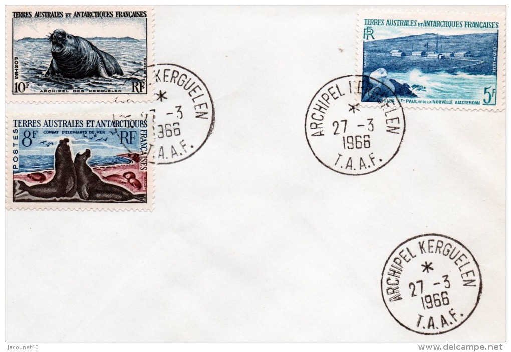 Taaf Kerguelen Lettre Avec  Timbre N° 4/5 ET 13 C Oblitération Du  27/3/1966 - Other & Unclassified