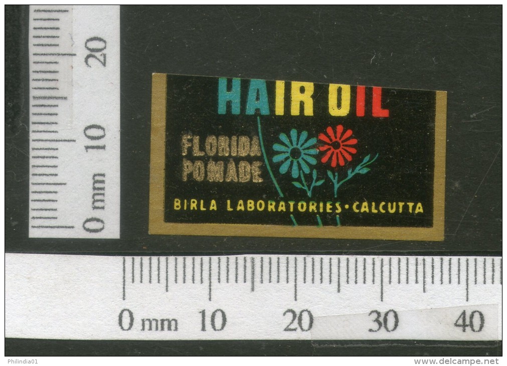 India 1950's Florida Pomade Hair Oil French Print Vintage Perfume Label Multi-colour # 2803 - Etiquettes