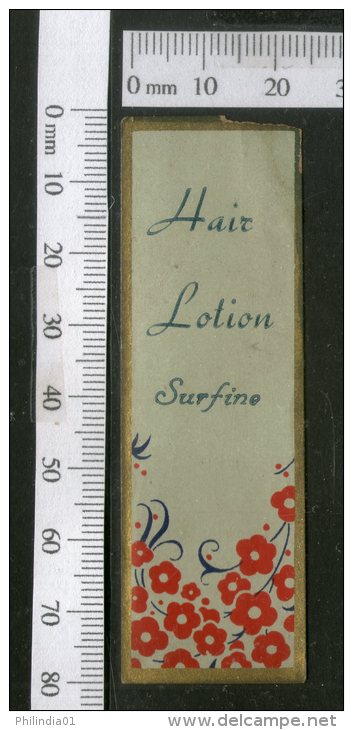 India 1950's Hair Lotion Surfine French Print Vintage Perfume Label Multi-colour # 2356 - Labels