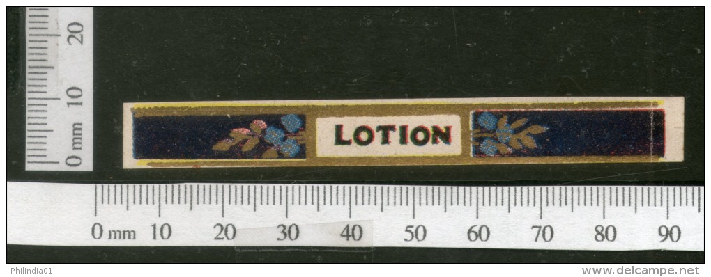 India 1950's Lotion French Print Vintage Perfume Label Multi-colour # 3488 - Etiketten