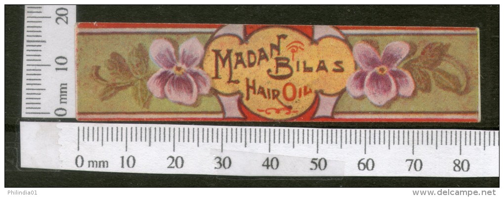 India 1950's Madan Bilas Hair Oil French Print Vintage Perfume Label Multi-colour # 2838 - Labels