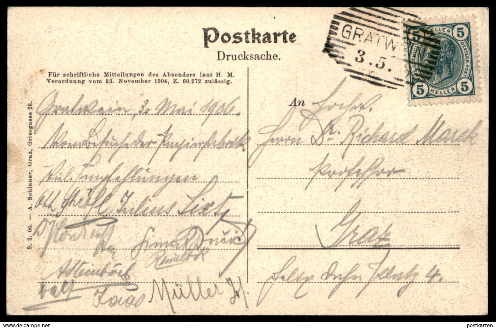 ALTE POSTKARTE TUBERKULOSEN-HEIM BEI GRATWEIN 1906 Bei Graz Steiermark Heilstätte Enzenbach Hörgas Österreich Austria - Gratwein