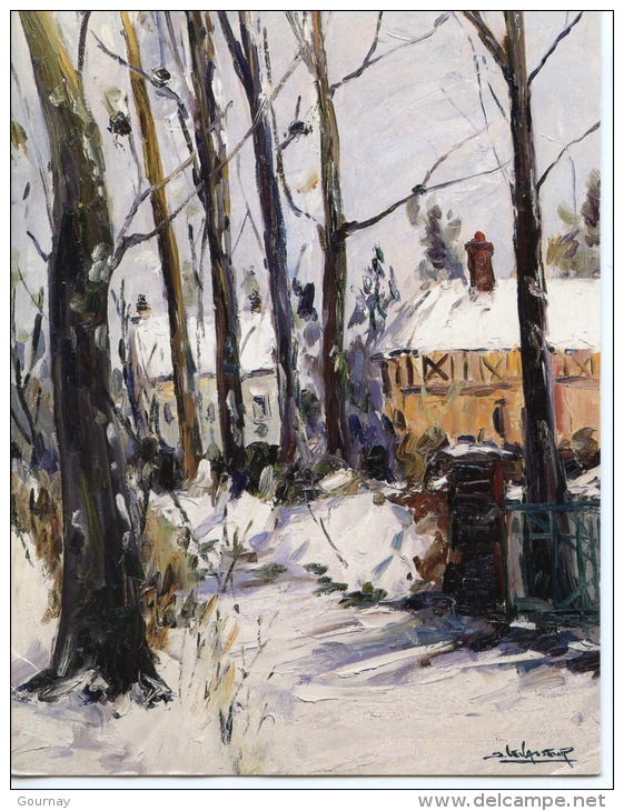 "Chemin Sous La Neige" Jean Levasseur - Peintres En Normandie (carte Double) 16.5X12.5 Arts - Altri & Non Classificati