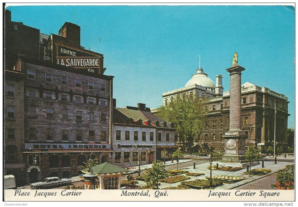 Jacques Cartier Square Plastichrome Colorpicture Of Canada Printed In USA  Used To Australia Front & Back Shown - Montreal