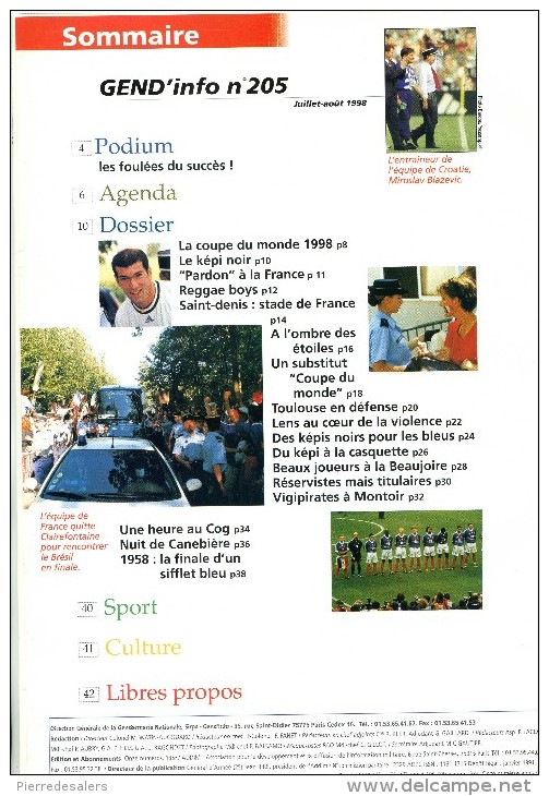 Gendarmerie B - Dossier Coupe Du Monde De Football 1998 - Protection - Sécurisation  - Voir Sommaire Et Extraits - Polizei