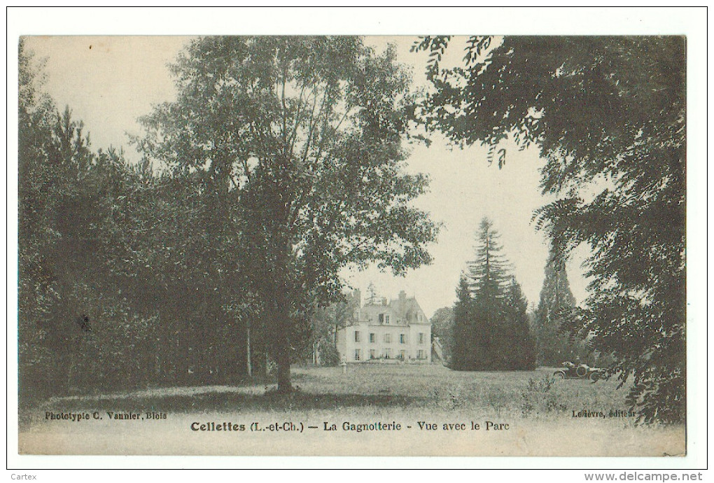 41b37	Cpa	CELLETTES 	La Gagnotterie - Vue Prise Avec Le Parc 1920 , Ed C. Varnier  , Blois - Autres & Non Classés