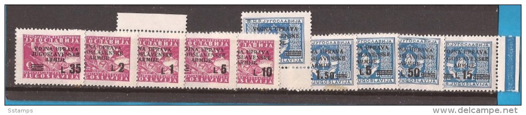 1947  67-76  JUGOSLAVIJA AMMINISTRAZIONE MILITARE TRIESTE  VOJNA UPRAVA OVERPRINT MNH - Occup. Iugoslava: Istria