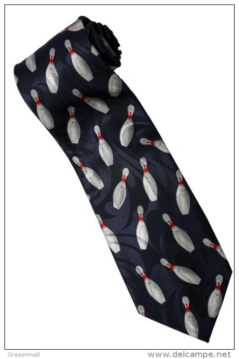 Bowling Pins Sport Game Silk Cartoon Novelty Fancy NECK TIE - Other & Unclassified