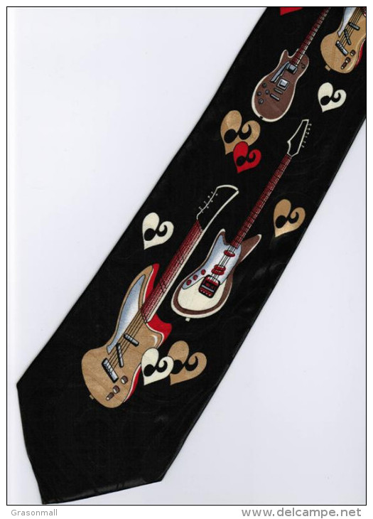 Electric Guitar Musical Instrument #4 Silk Cartoon Novelty Fancy NECK TIE - Other & Unclassified