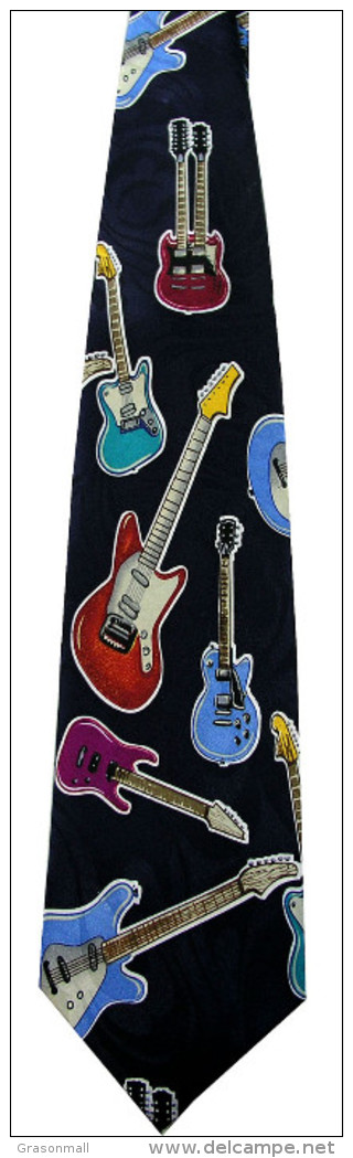 Electric Guitar Musical Instrument Silk Cartoon Novelty Fancy NECK TIE - Other & Unclassified