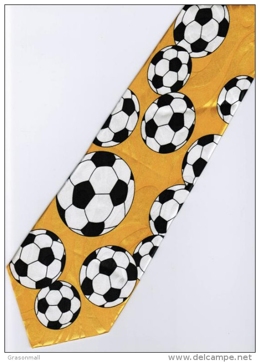 Football Soccer Sport Game YELLOW Silk Cartoon Novelty Fancy NECK TIE - Other & Unclassified