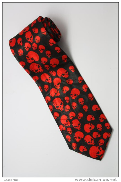 Halloween Symbol Skull RED Silk Cartoon Novelty Fancy NECK TIE - Other & Unclassified