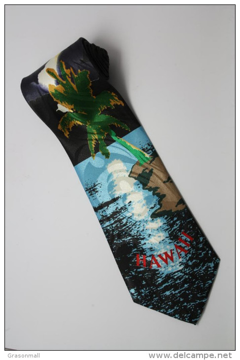 Hawaii Coconut Tree Scenery Cartoon Novelty Fancy NECK TIE - Other & Unclassified