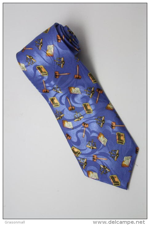 Lawyers Scales Gavels Law Book Tool Occupation BLUE Cartoon Novelty Fancy NECK TIE - Other & Unclassified