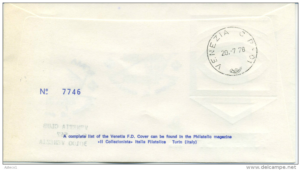 ITALIA - FDC VENETIA 1978 - INFORMAZIONE FOTOGRAFICA - VIAGGIATA PER VENEZIA - FDC