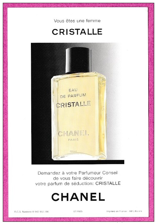 CARTE  FORMAT CARTE POSTALE CHANEL : CRISTALLE - Modernes (à Partir De 1961)