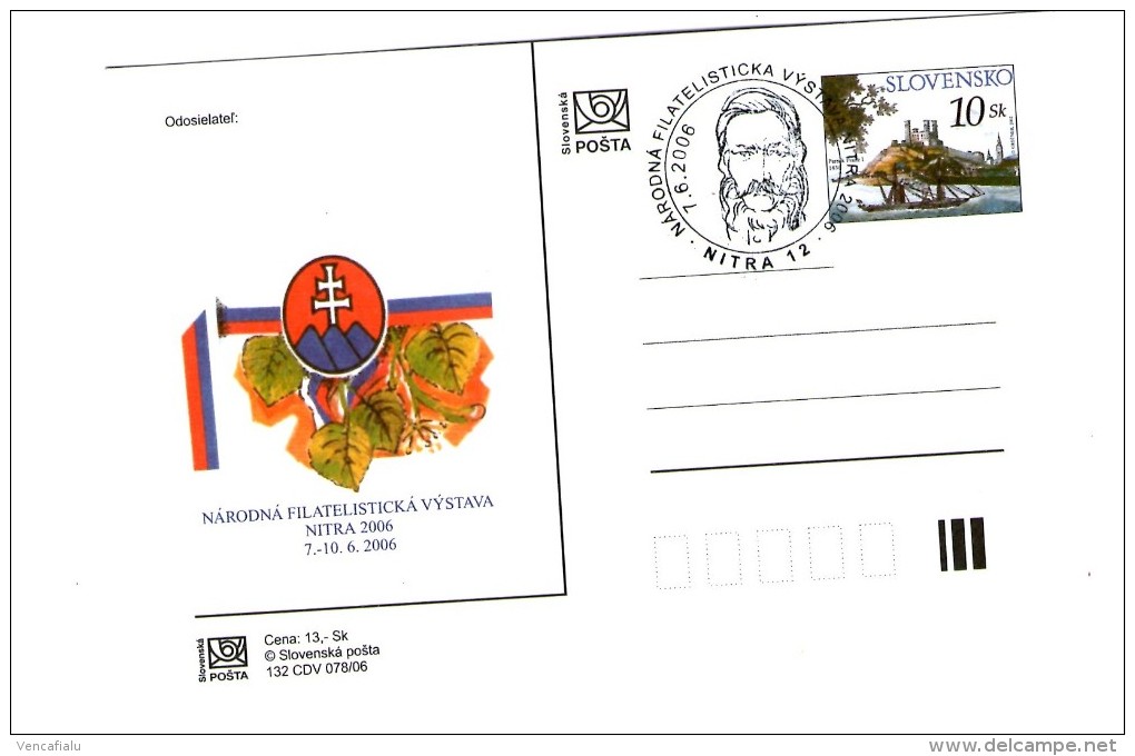 Slovakia 2006 - Philatelic Exhibition In Nitra, Special Postal Stationery With Special Postmark - Postales