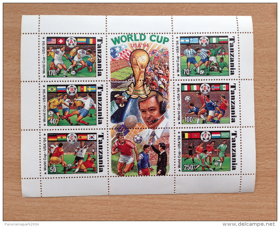 Tanzania 1994 WM World Cup Etats-Unis USA Coupe Du Monde Football Soccer Fußball 1 Sheet MNH** - Tansania (1964-...)