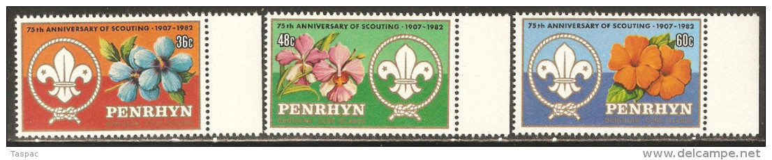 Penrhyn 1983 Mi# 302-304 ** MNH - Scouting Year / Tropical Flowers - Penrhyn