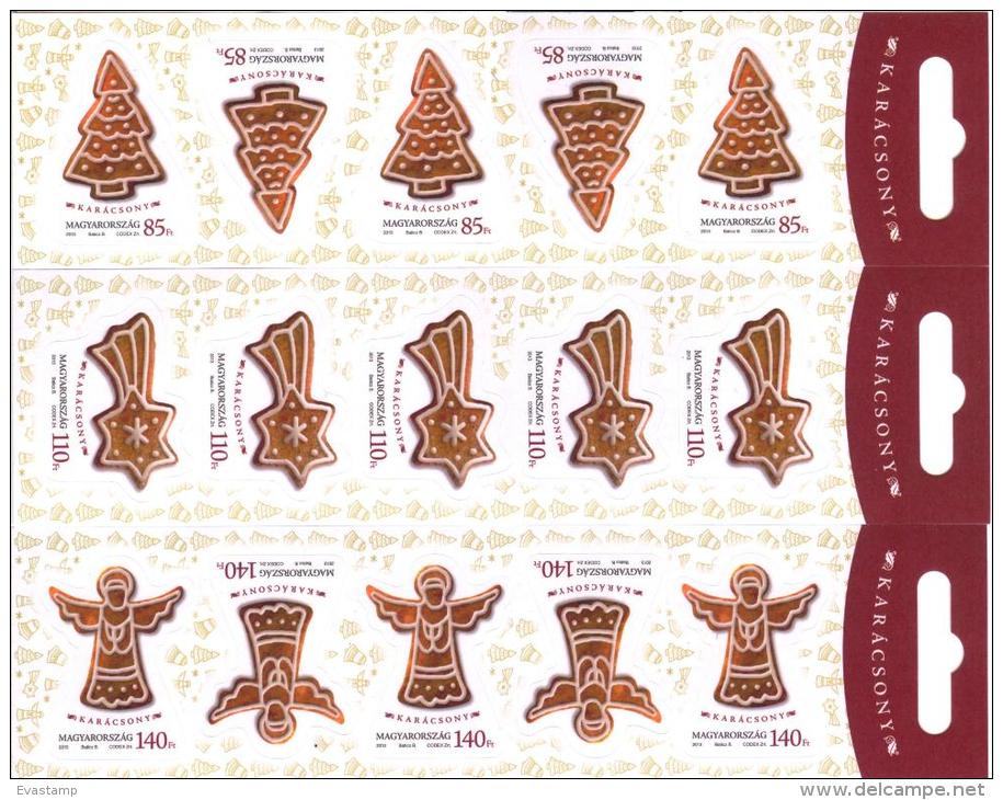 HUNGARY-2013.Christmas Minisheets Of 5 Stamps / Self-adhesive Stamps / Gingerbread Christmas Cookies MNH!! - Feuilles Complètes Et Multiples